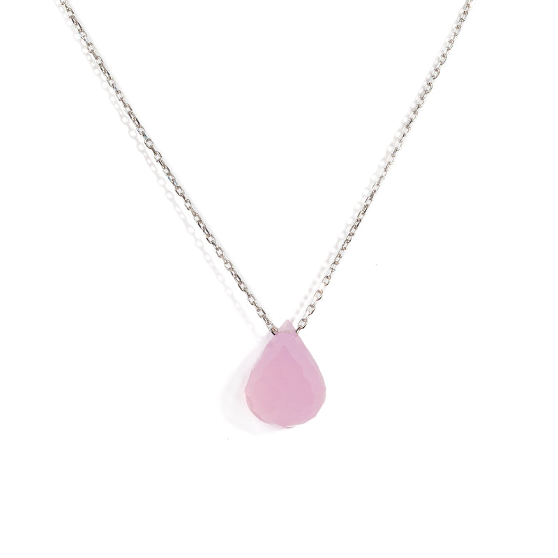 DROP SHAPPED PINK CRYSTAL NECKLACE