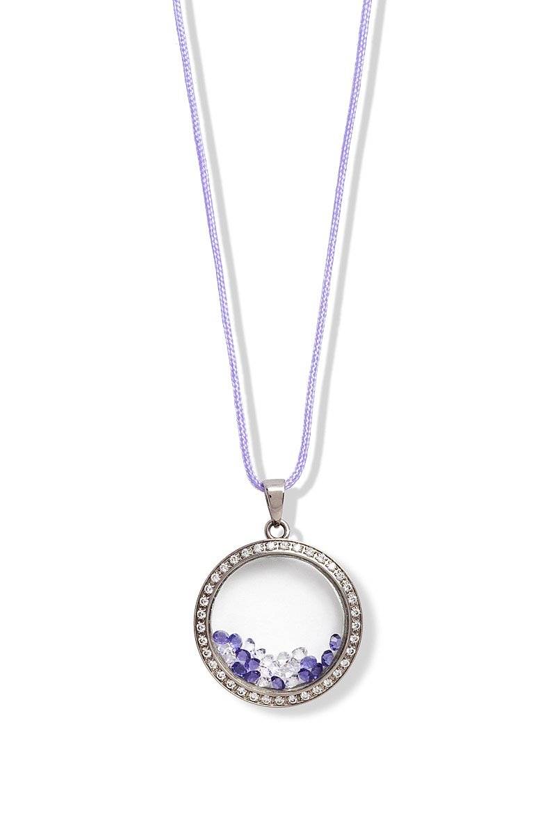 CRYSTAL CHARM PURPLE CORD NECKLACE
