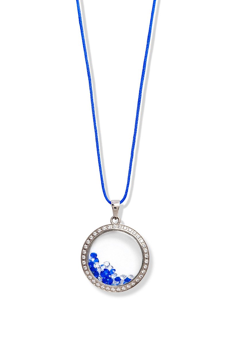 CRYSTAL CHARM BLUE CORD NECKLACE