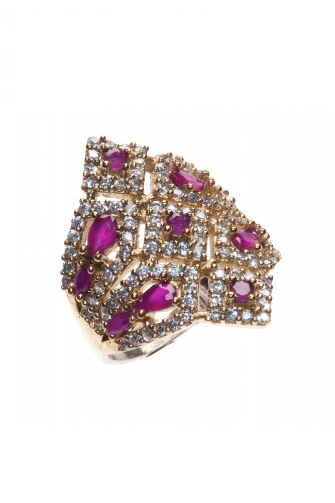 Purple Crystal & Silver Small Ring