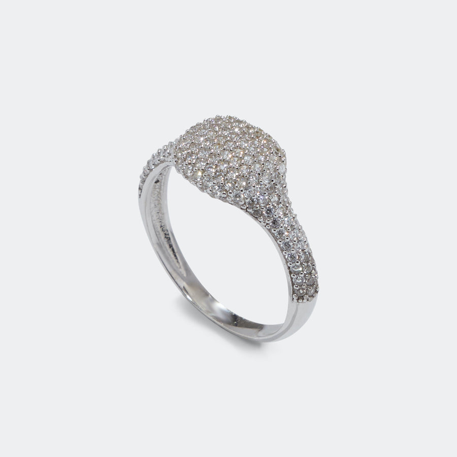 Rectangle Pave Ring - White