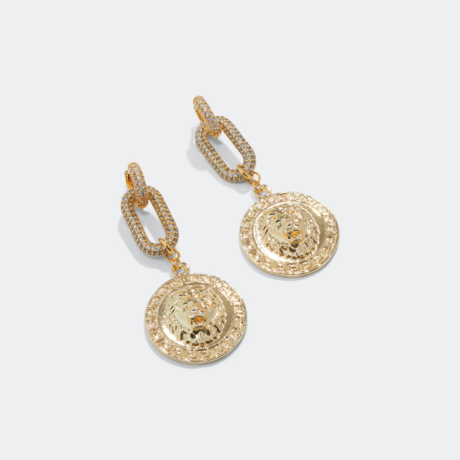 Gold plated lion earrings