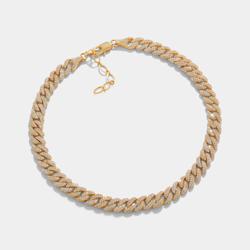 GOLD PLATED CHAIN CHOKER WITH WHITE CRYSTALS