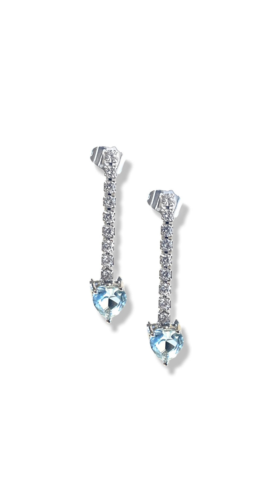 Light blue heart drop earrings