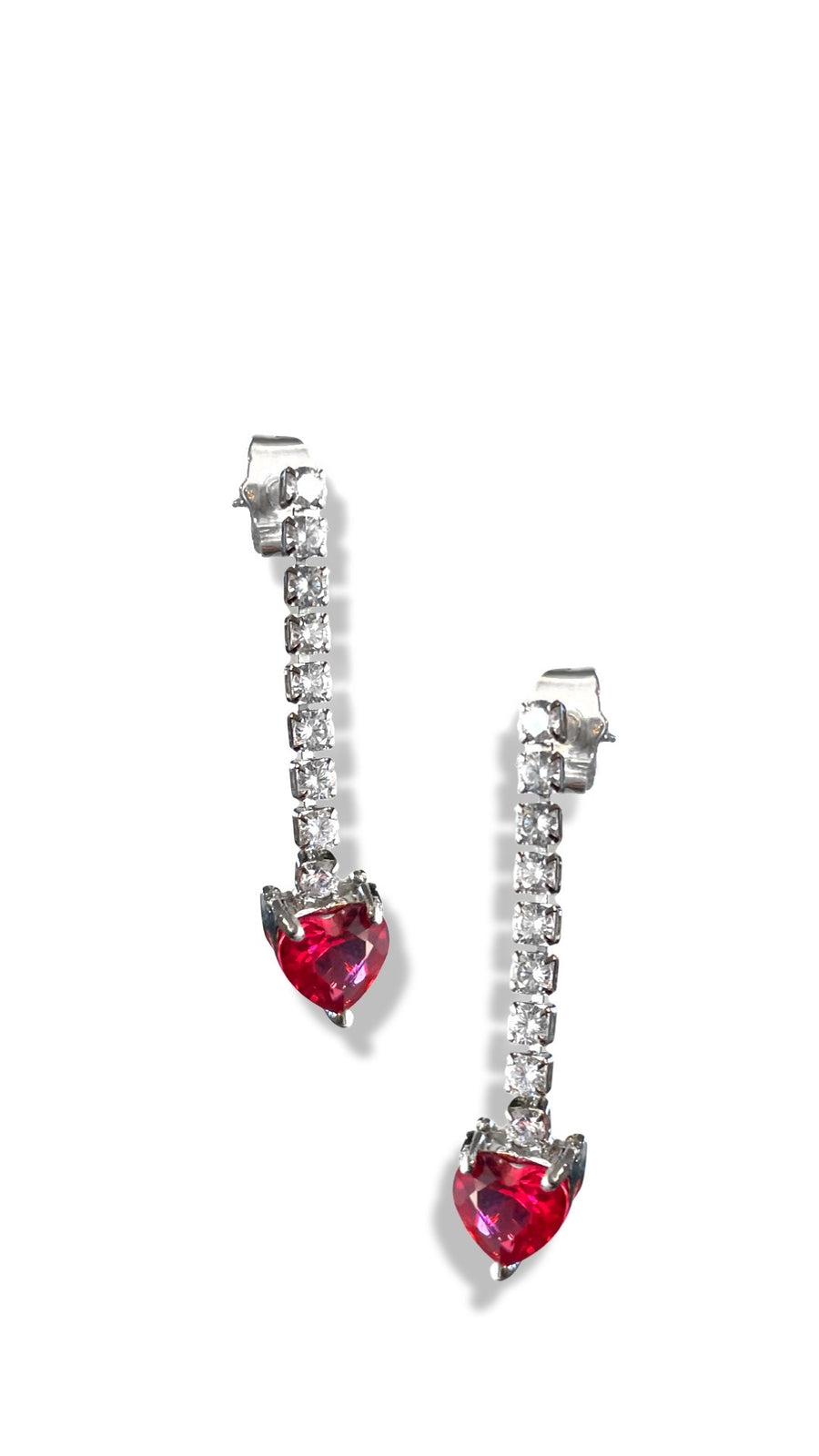 Hot pink heart drop earrings