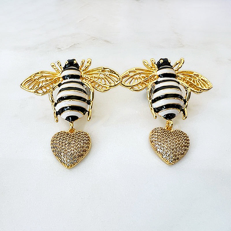 Bee heart earrings